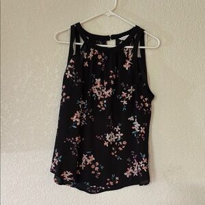 Floral Sleeveless Black Top